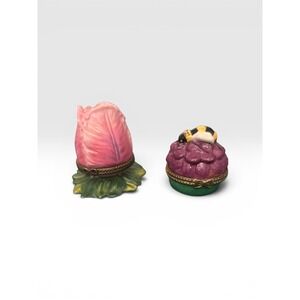 Sterling Industries Ceramic Trinket Box Set Pink Tulip and Bumblebee Flower